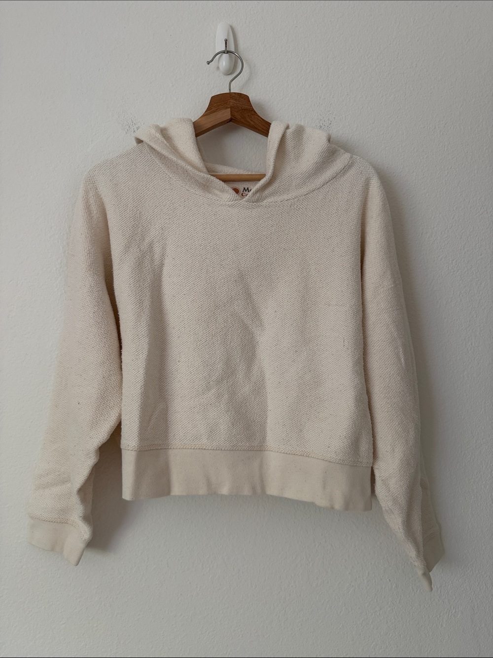 Mollusk California Golden Hour Hooded Cropped Pullover Sweater Size Large Creme - Picture 2 of 12